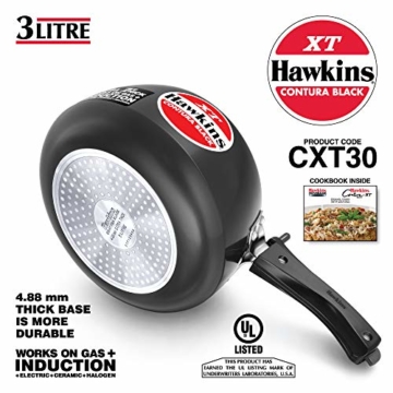 Hawkins CXT30 Contura Hard Anodized Induction Compatible Extra Thick Base Pressure Cooker, Black, 3L, 3 L - 2