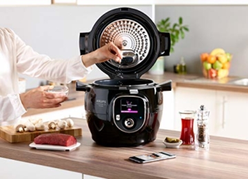 Krups CZ7158 Cook4Me+ Connect Multikocher (1600 Watt, für schnelle und frische Gerichte, 4 l Nutzvolumen, 150 vorprogrammierte Rezepte, inkl. Rezeptbuch) schwarz/Grau - 3