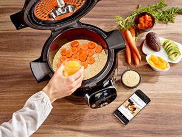 Krups CZ7158 Cook4Me+ Connect Multikocher (1600 Watt, für schnelle und frische Gerichte, 4 l Nutzvolumen, 150 vorprogrammierte Rezepte, inkl. Rezeptbuch) schwarz/Grau - 7