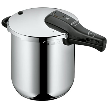 WMF Perfect Schnellkochtopf 8,5l, Cromargan Edelstahl poliert, 2 Kochstufen Einhand-Kochstufenregler, induktionsgeeignet, spülmaschinengeeignet, Ø 22 cm - 1