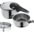 WMF Perfect Premium Schnellkochtopf Set 2-teilig 4,5l & 3,0l mit Einsatz-Set, Cromargan Edelstahl poliert, 2 Kochstufen Einhand-Kochstufenregler, induktionsgeeignet, spülmaschinengeeignet, Ø 22 cm - 1