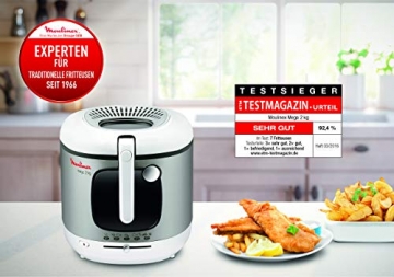 Moulinex AM4800 Mega 2kg Fritteuse | Fritteuse mit Öl | Anti-Geruchs-Filter | regelbare Temperatur | leichte Reinigung | knusprige Pommes | 1.800 Watt | für bis zu 8 Personen | Weiß/Silber - 2