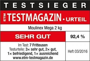 Moulinex AM4800 Mega 2kg Fritteuse | Fritteuse mit Öl | Anti-Geruchs-Filter | regelbare Temperatur | leichte Reinigung | knusprige Pommes | 1.800 Watt | für bis zu 8 Personen | Weiß/Silber - 12