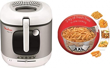 Moulinex AM4800 Mega 2kg Fritteuse | Fritteuse mit Öl | Anti-Geruchs-Filter | regelbare Temperatur | leichte Reinigung | knusprige Pommes | 1.800 Watt | für bis zu 8 Personen | Weiß/Silber - 7