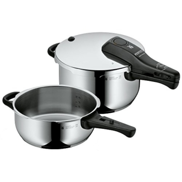 WMF Perfect Schnellkochtopf-Set 2-teilig 3l & 4,5l ohne Einsatz Ø 22cm Made in Germany Innenskalierung Cromargan® Edelstahl induktionsgeeignet -