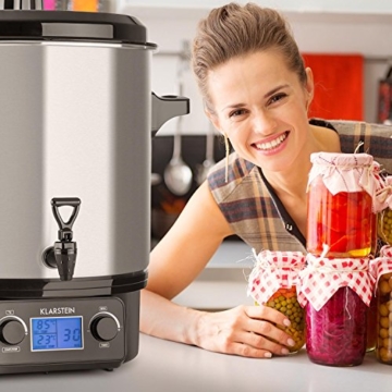 Klarstein Biggie Digital • Einkochvollautomat • Einkochtopf • elektrisch • 27 Liter • 2000 Watt • Timer • Abschaltautomatik • Display mit Zeit- und Temperatur-Anzeige • Ablaufhahn • Edelstahl • silber - 6