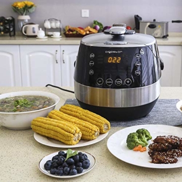 Aigostar Happy Chef 30IWY_ 7 in 1 Programmierbarer Elektrische Schnellkochtopf, Multikocher, Reiskocher und Dampfgarer Kochtopf, 24 Stunden Timer Multifunktion 5L, 900W.EINWEGVERPACKUNG. - 2