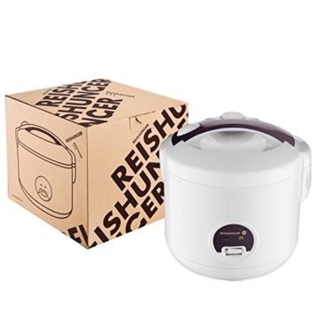 Reishunger Reiskocher (1,2l / 500W / 220V) Warmhaltefunktion, hochwertiger Innentopf, Löffel und Messbecher – Reis für bis zu 6 Personen - 2