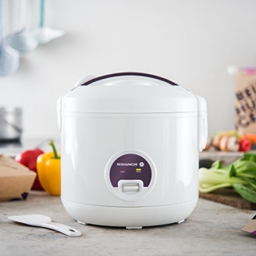 Reishunger Reiskocher (1,2l / 500W / 220V) Warmhaltefunktion, hochwertiger Innentopf, Löffel und Messbecher – Reis für bis zu 6 Personen - 5