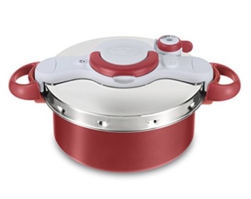 Tefal Clipso minut Duo Schnellkochtopf 5 L Aluminium mit 5 Sicherungssysteme und einfacher Verschluss mit einer Hand, grau und rot - 1