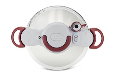 Tefal Clipso minut Duo Schnellkochtopf 5 L Aluminium mit 5 Sicherungssysteme und einfacher Verschluss mit einer Hand, grau und rot - 9