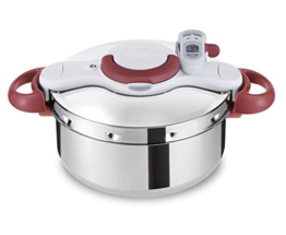 Tefal P4620733 Clipso Minut' Perfect Schnellkochtopf mit Garbkorb und Timer (6L) edelstahl/weiß/rot - 1