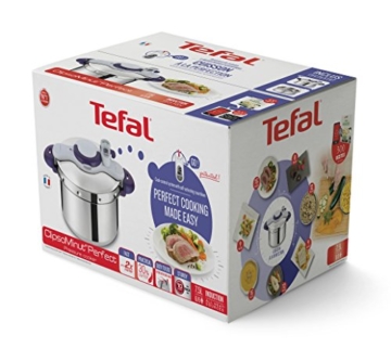 Tefal P4620733 Clipso Minut' Perfect Schnellkochtopf mit Garbkorb und Timer (6L) edelstahl/weiß/rot - 6