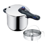 WMF Perfect Plus Schnellkochtopf 8,5l mit Einsatz-Set, Cromargan Edelstahl poliert, 2 Kochstufen Einhand-Kochstufenregler, induktionsgeeignet, spülmaschinengeeignet, Ø 22 cm - 1