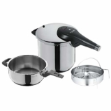 WMF Perfect Premium Schnellkochtopf Set 2-teilig 6,5l & 3,0l mit Einsatz-Set, Cromargan Edelstahl poliert, 2 Kochstufen Einhand-Kochstufenregler, induktionsgeeignet, spülmaschinengeeignet, Ø 22 cm - 1